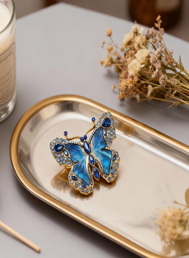 CZMZHFC Crystal Rhinestone Butterfly Brooch,Elegant Blue Butterfly Lapel Pins,Fashion Exquisite Crystal Animal Shape Brooches Lapel Pins,Dress Accessories Jewelry Gift for Women Daily Decoration - Image 4